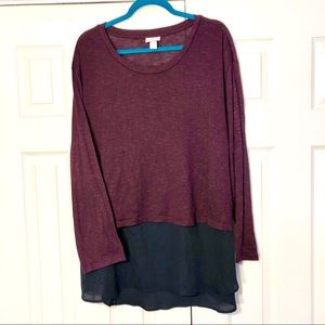 Ava and Viv plus size maroon long sleeve top